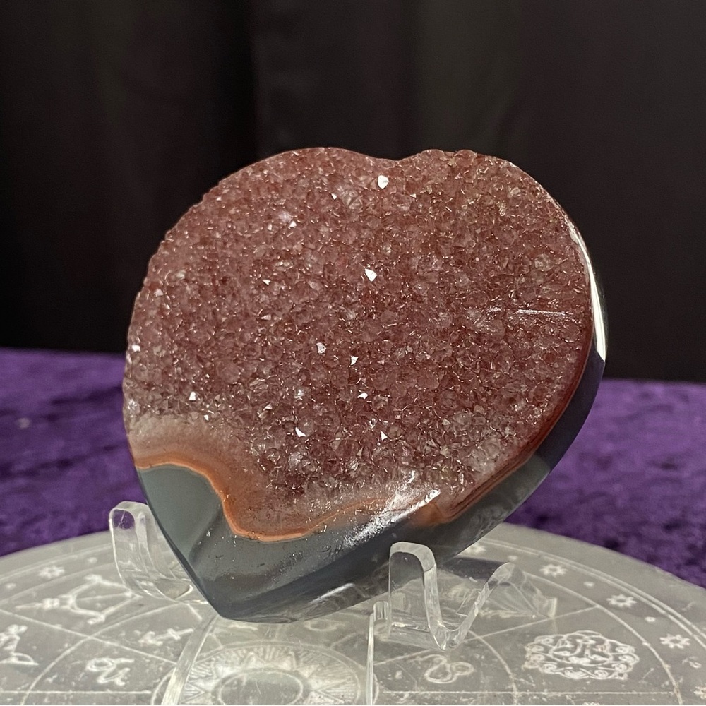 Orange Sugar Druzy Heart with Blue Agate 💙🍊💙 - Picture 3 of 4